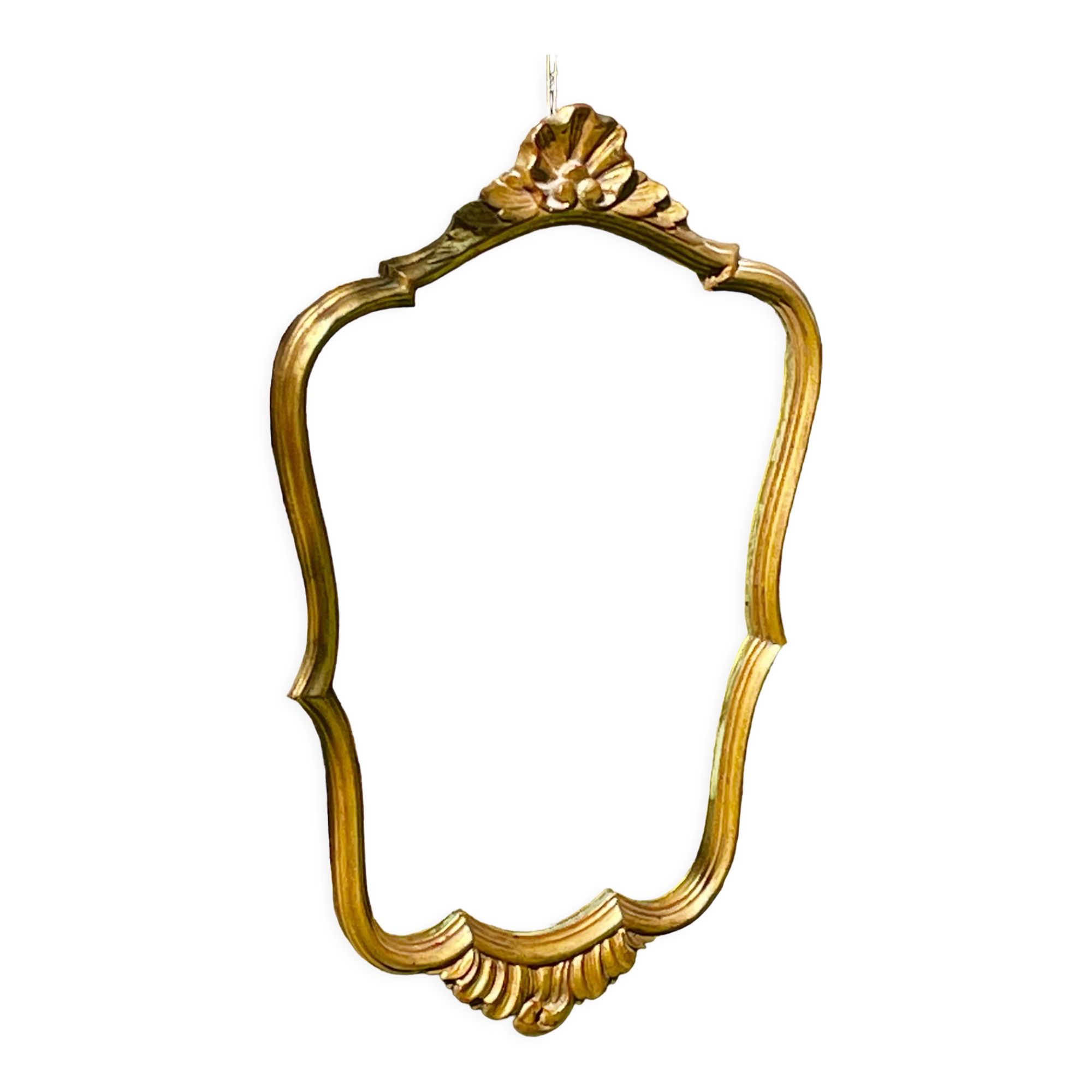 Vintage mirror gilded wood and stucco, Louis XV shell style