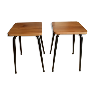 Paire de tabourets formica pieds épingles vintages