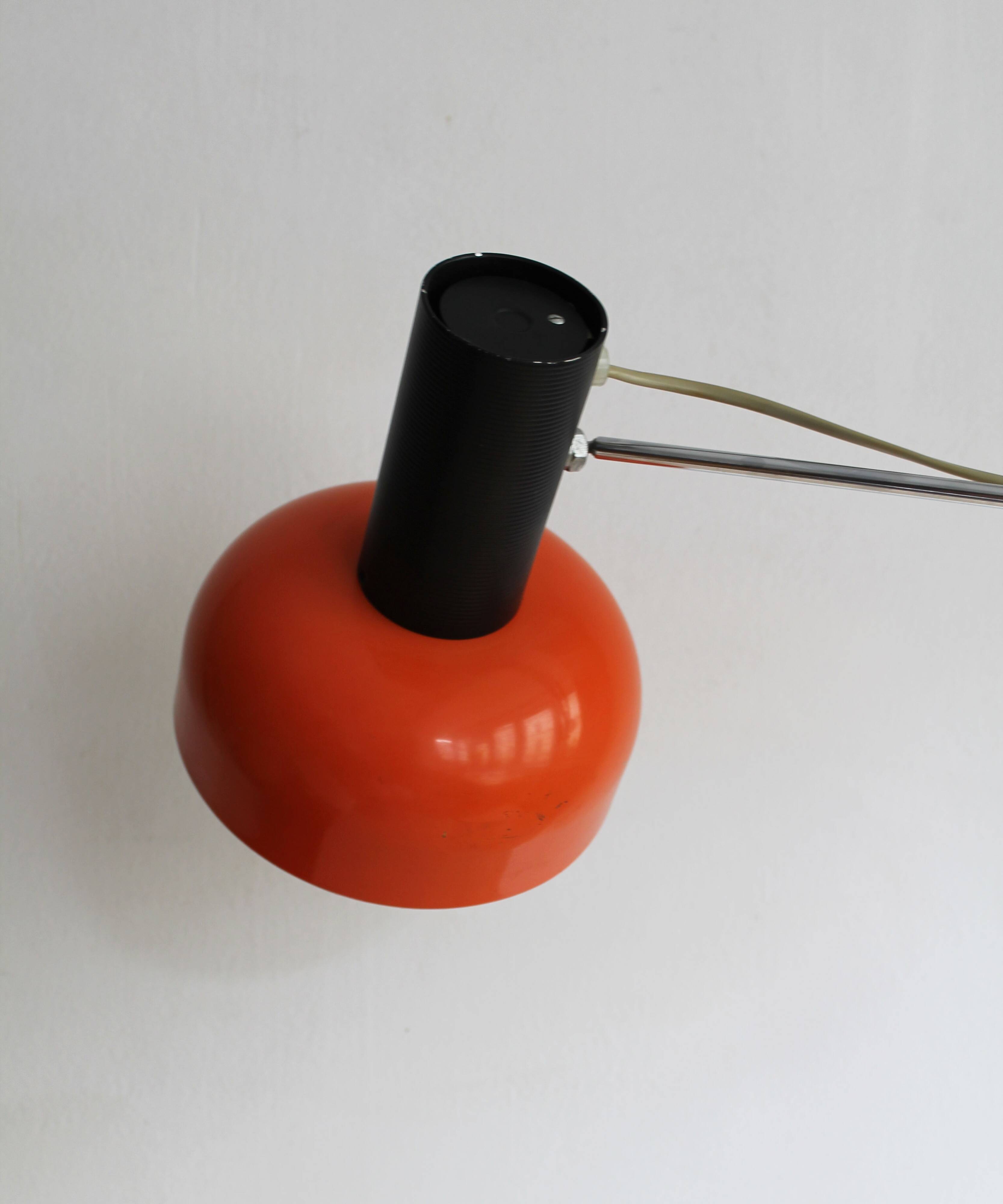 1970s Czechoslovak Orange Clamp Lamp by NAPAKO