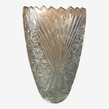 Vase vintage verre pressé moulé