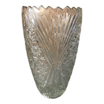 Vintage pressed glass vase molded