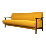 Scandinavian-style yellow boucle sofa with folding function, 1960s