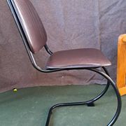 Metal and imitation leather sled-style office chair, 1970s