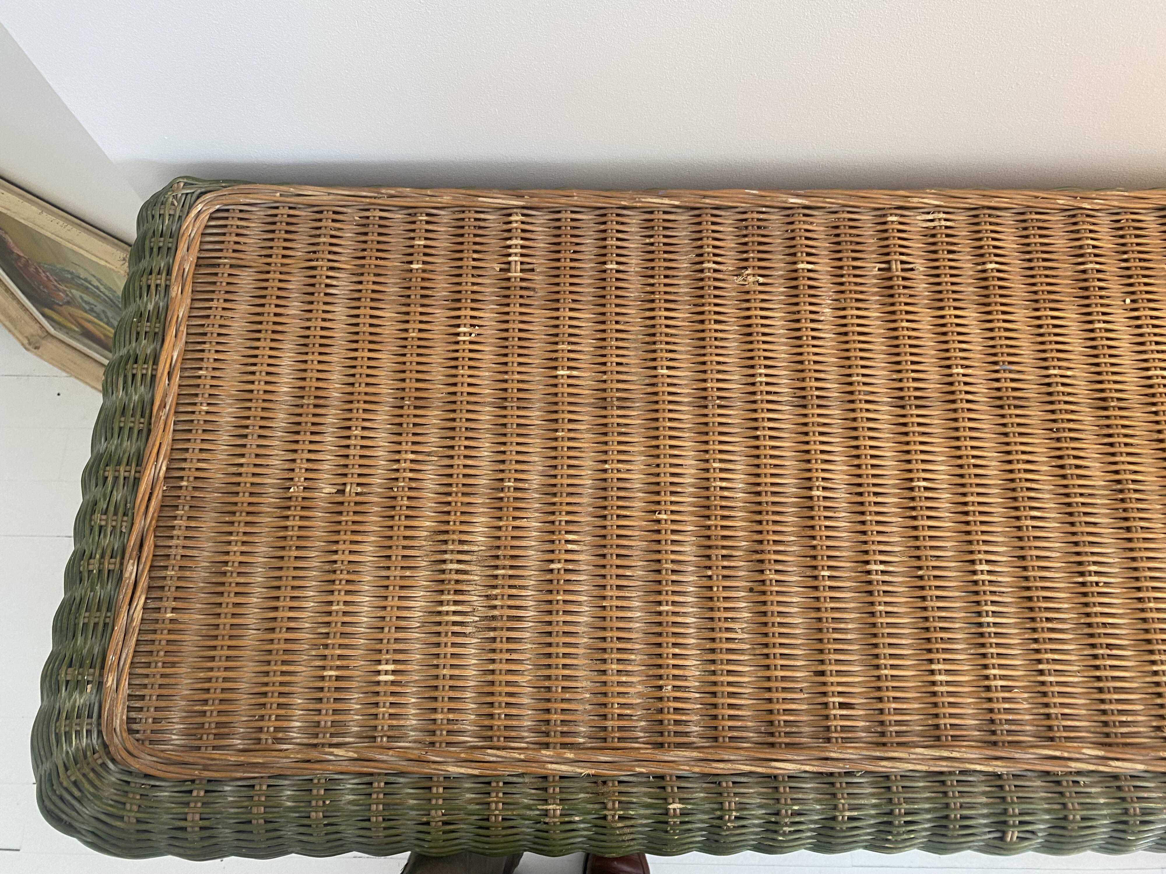 rattan chest of drawers with green details