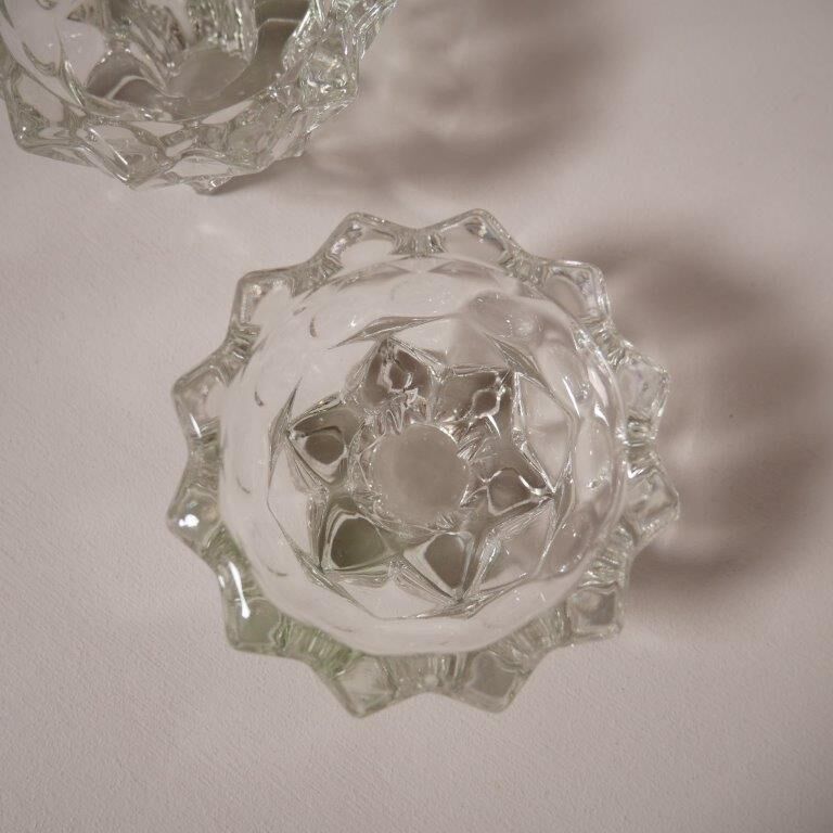 Set of 5 glass candle holders, star shape
