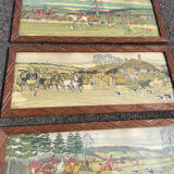 Lot 4 antique prints 1930 art deco signed Harry Eliott hunting scenes