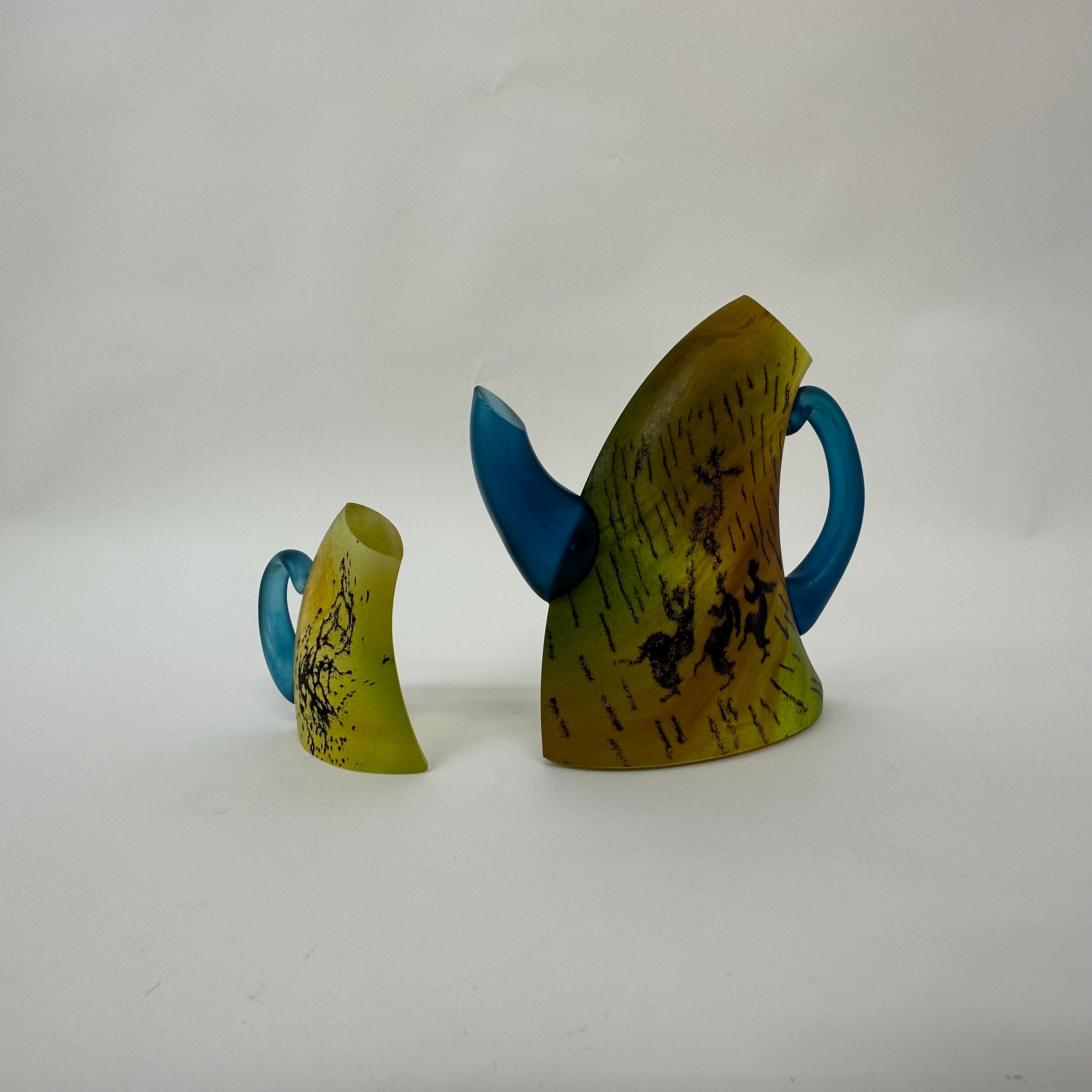 Kjell Engman for Kosta Boda Sweden Tea pot and mug Art glass , 1980's