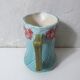 Antique Art Deco turquoise flowered slipware jug vase