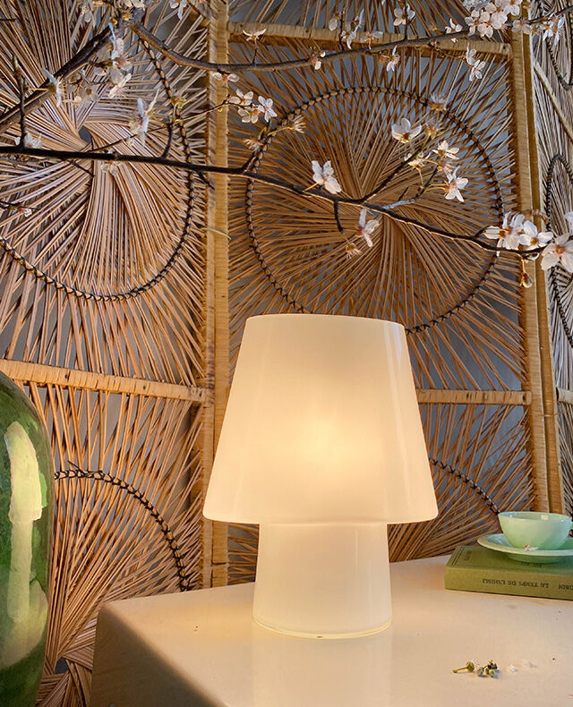 White opaline bedside lamp