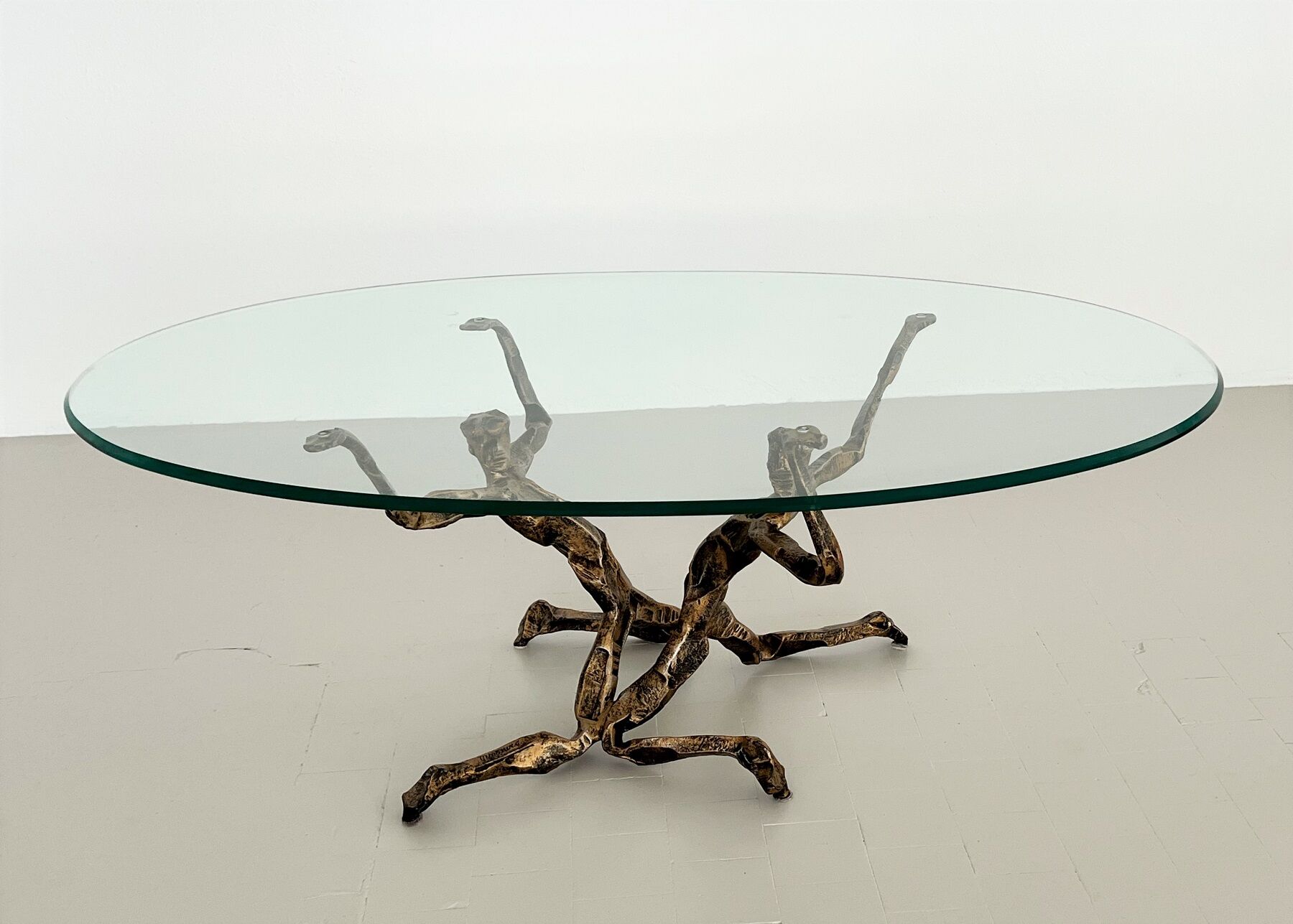 Salvino marsura vintage bronze handcrafted trinidad brutalist coffee table, 1960