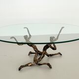 Salvino marsura vintage bronze handcrafted trinidad brutalist coffee table, 1960