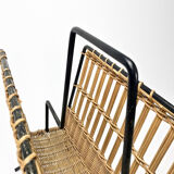Braided wicker and wrought iron magazine holders