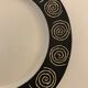 6 black and white dessert plates Scraffito, Habitat Japan, 1970