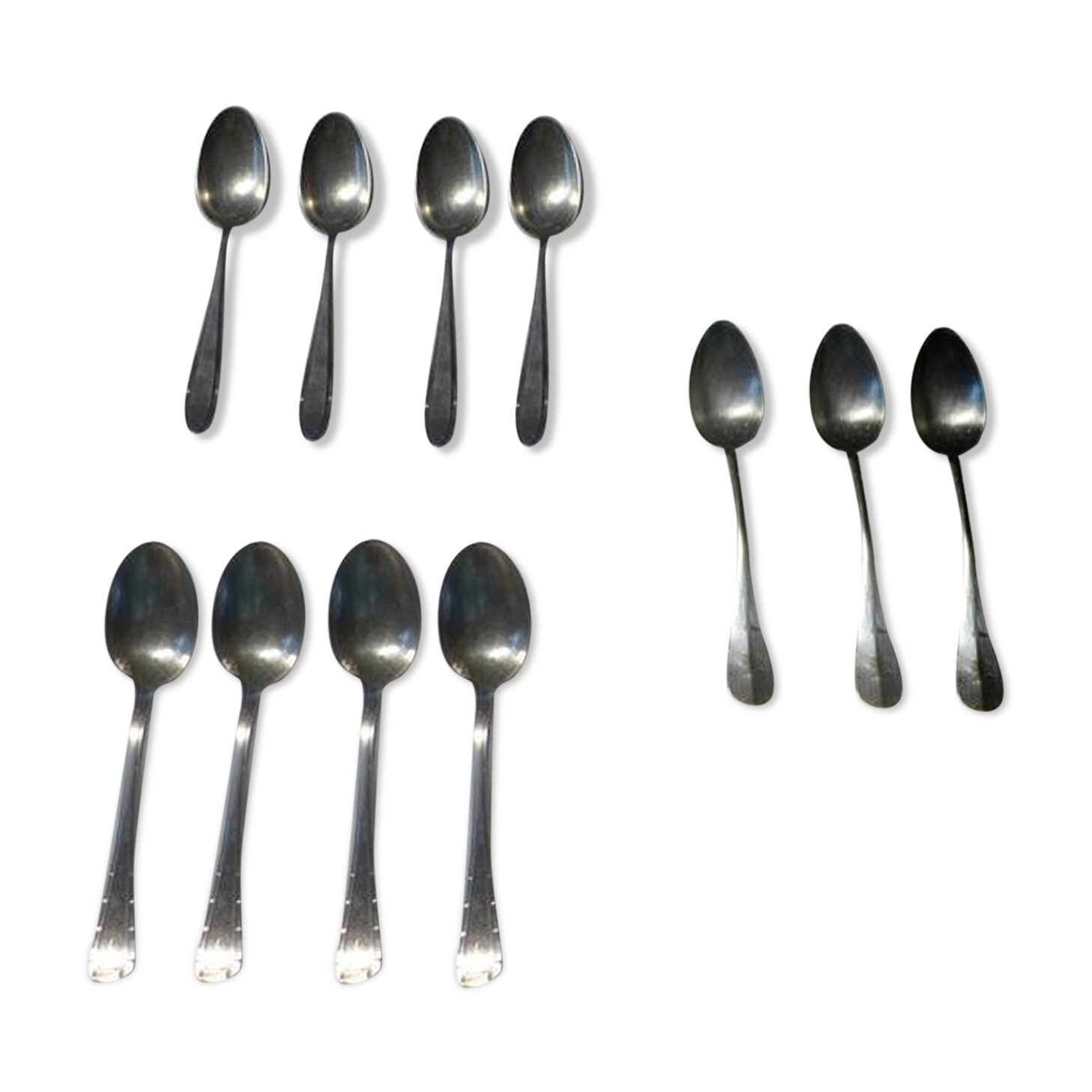 10 small silver spoons