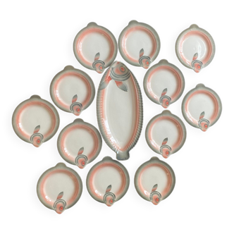 Digoin grey and pink fish shaped service – SASLPA8