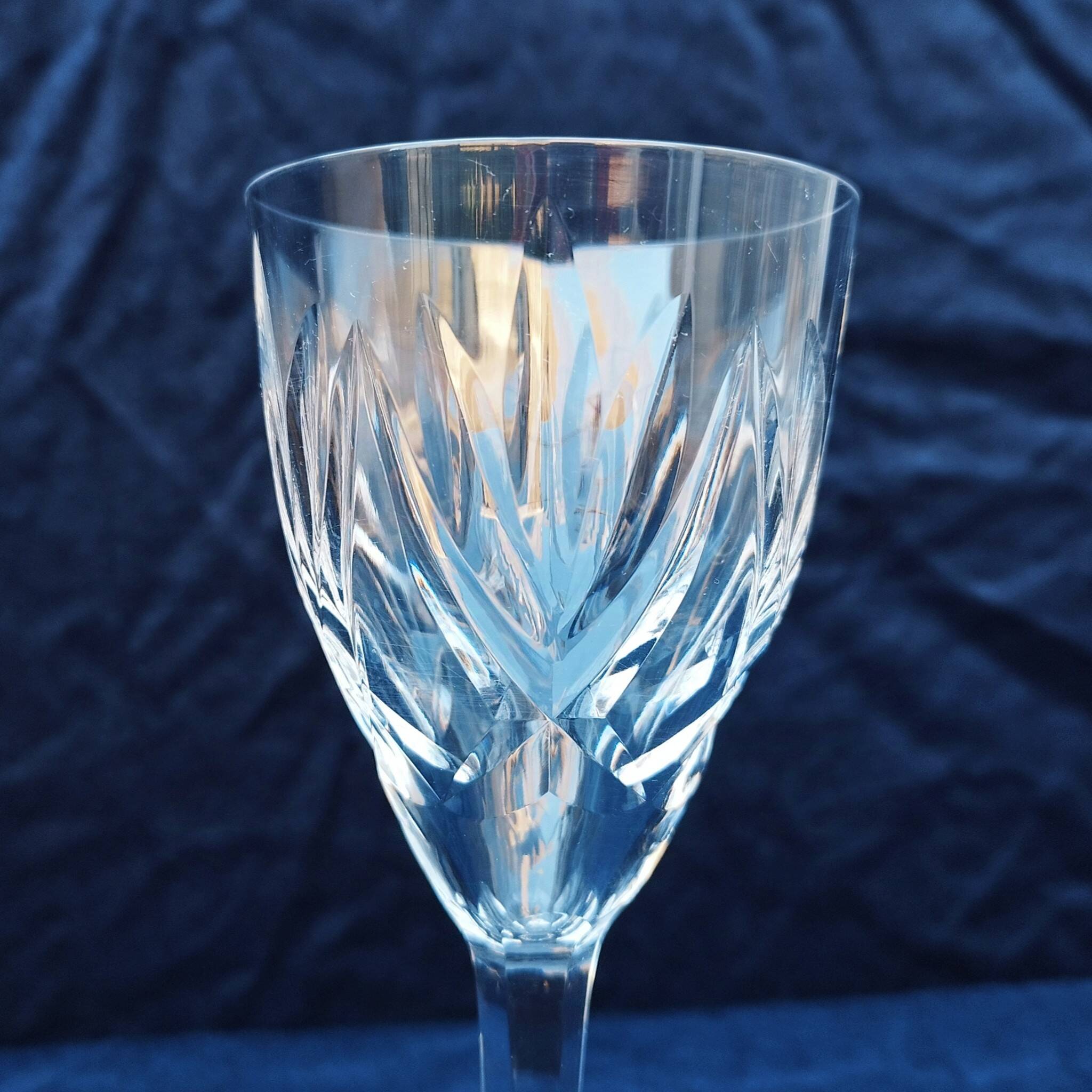 Six vintage Saint Louis Monaco cut crystal wine glasses