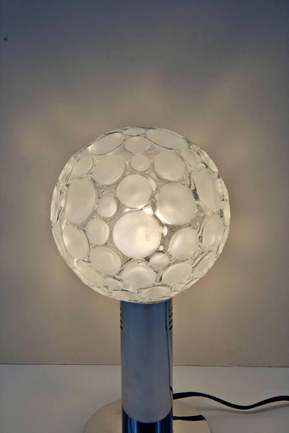 Glass and chrome lamp, Italy 1970
