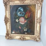 Oil painting on old canvas