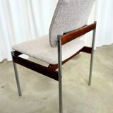 Set of 4 Thereca mid-century chairs in rosewood and chrome.