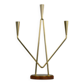 Brass and Teak Candelabra by Gunnar Ander for Ystad-Metall, Sweden, 1950s