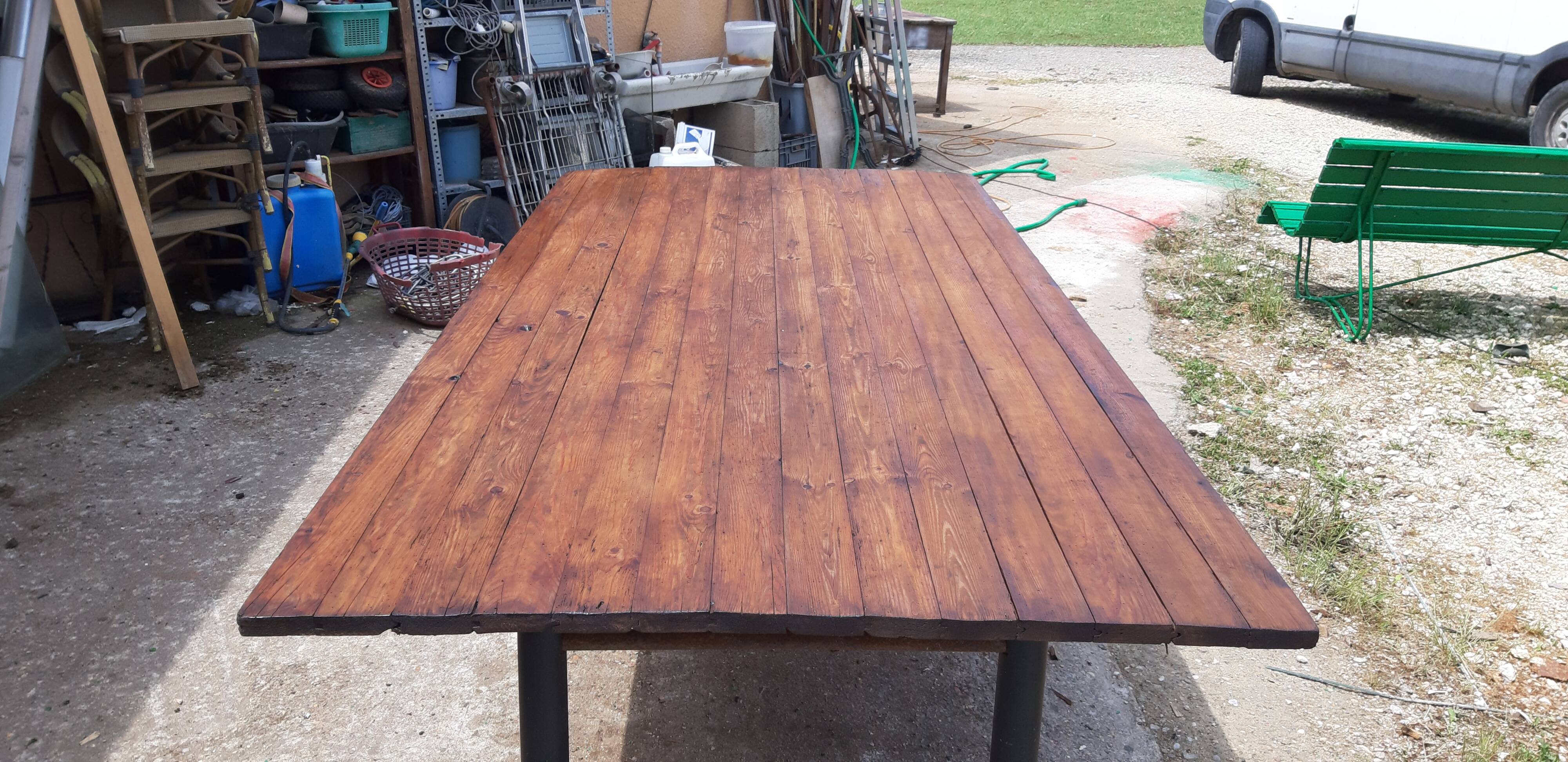 Industrial iron and wood table