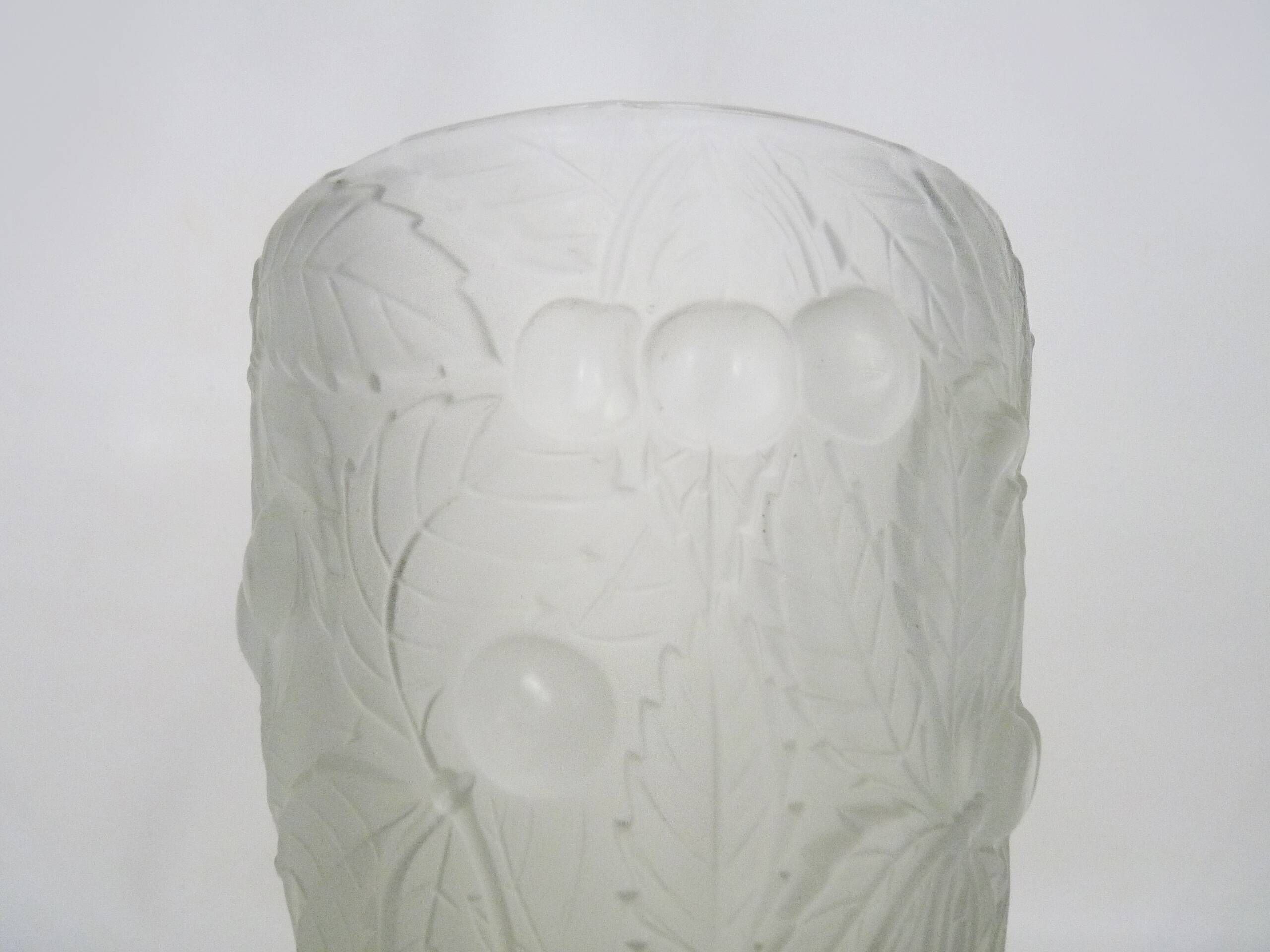 Genuine Bohemian crystal vase guaranteed Czechoslovakia cherry decoration.