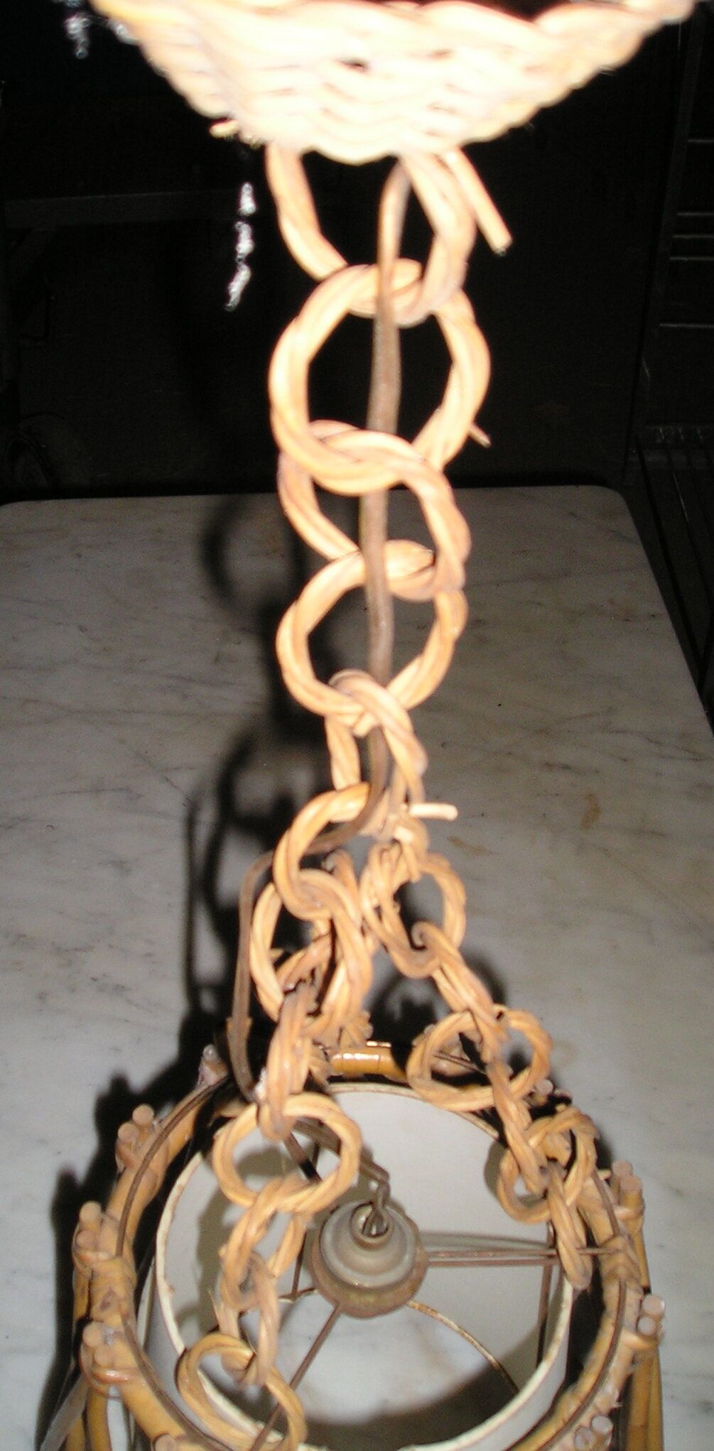 Chandelier hanging Wicker rattan of the years 60/70
