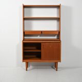Scandinavian teak bookcase with suspended drawers