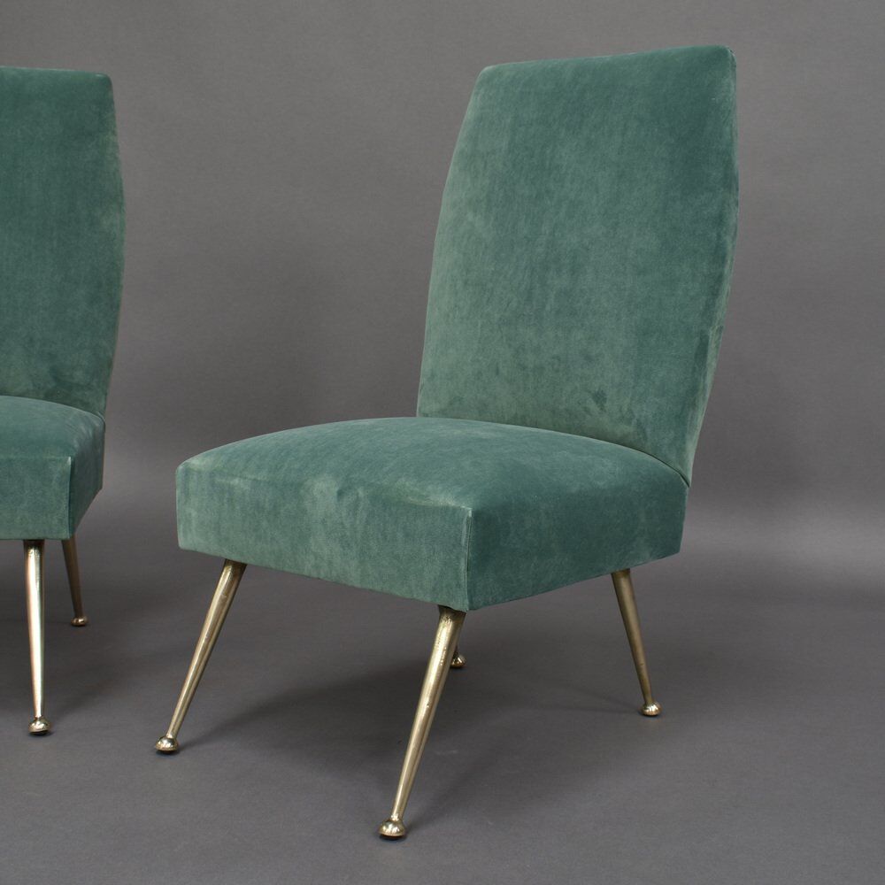 Set of Italian velvet side chairs by Gigi Radice for Minotti, 1950s