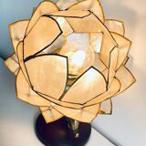 Vintage mother-of-pearl and brass flower wall lamp