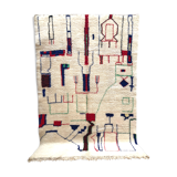 Beni Ouarain Berber carpet with blue, red and green coloured patterns 3.02x2.05m