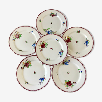 lot de 6 grandes assiettes plates Villeroy & Boch La Louvière fabrication belge en Terre de Fer débu