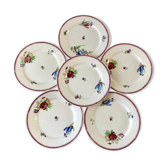 lot de 6 grandes assiettes plates Villeroy & Boch La Louvière fabrication belge en Terre de Fer débu