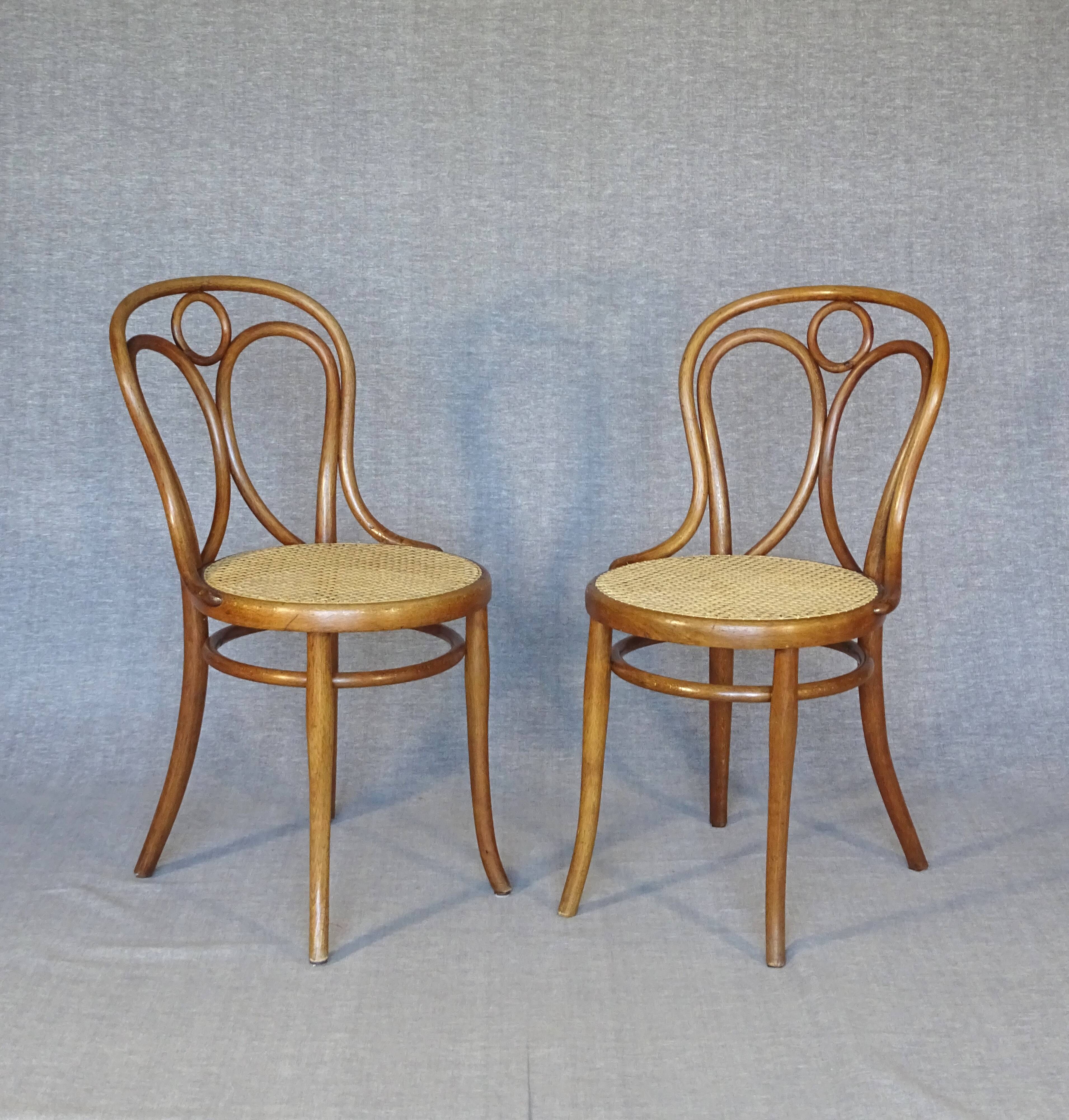 2 Thonet No. 19 chairs with new "oak-style" caning.