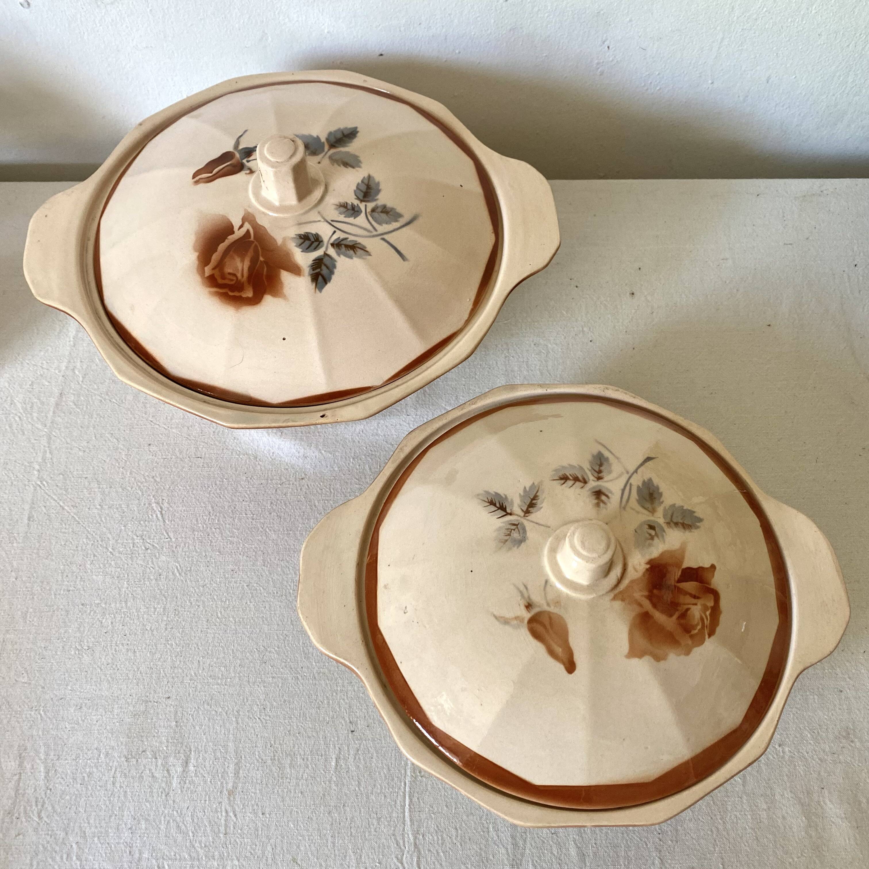 Pink Digoin soup tureens