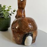 Hand-painted ceramic terrine box rabbit
