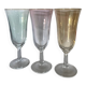 3 iridescent colored champagne glasses
