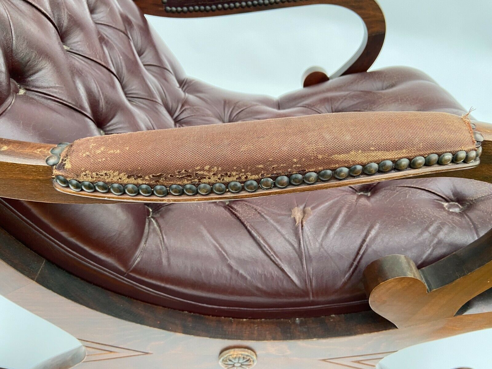 English 1960 english brown leather rocking chair