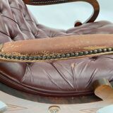 English 1960 english brown leather rocking chair