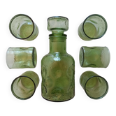 Set carafe and 6 bubbled glasses