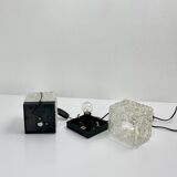 Pair of Vintage Cube Lamps – Textured Glass Wall or Ceiling Lights