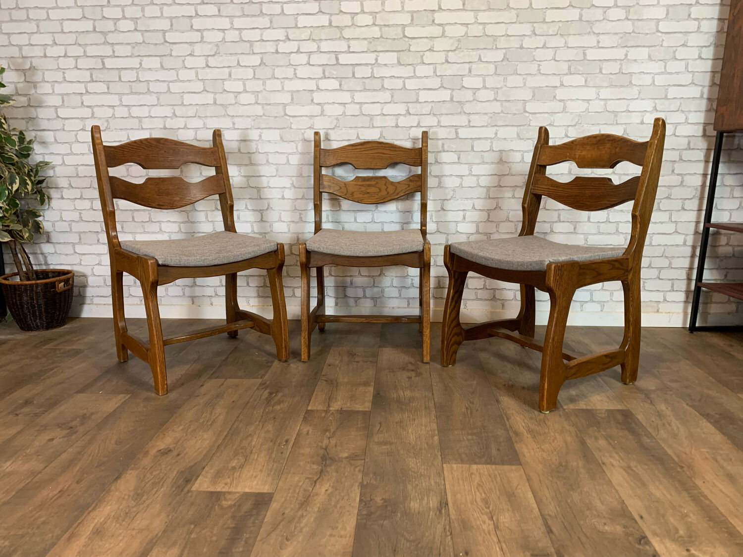 Series of 3 Guillerme and Chambron chairs