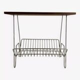 Vintage teak and metal Mid Century magazine rack