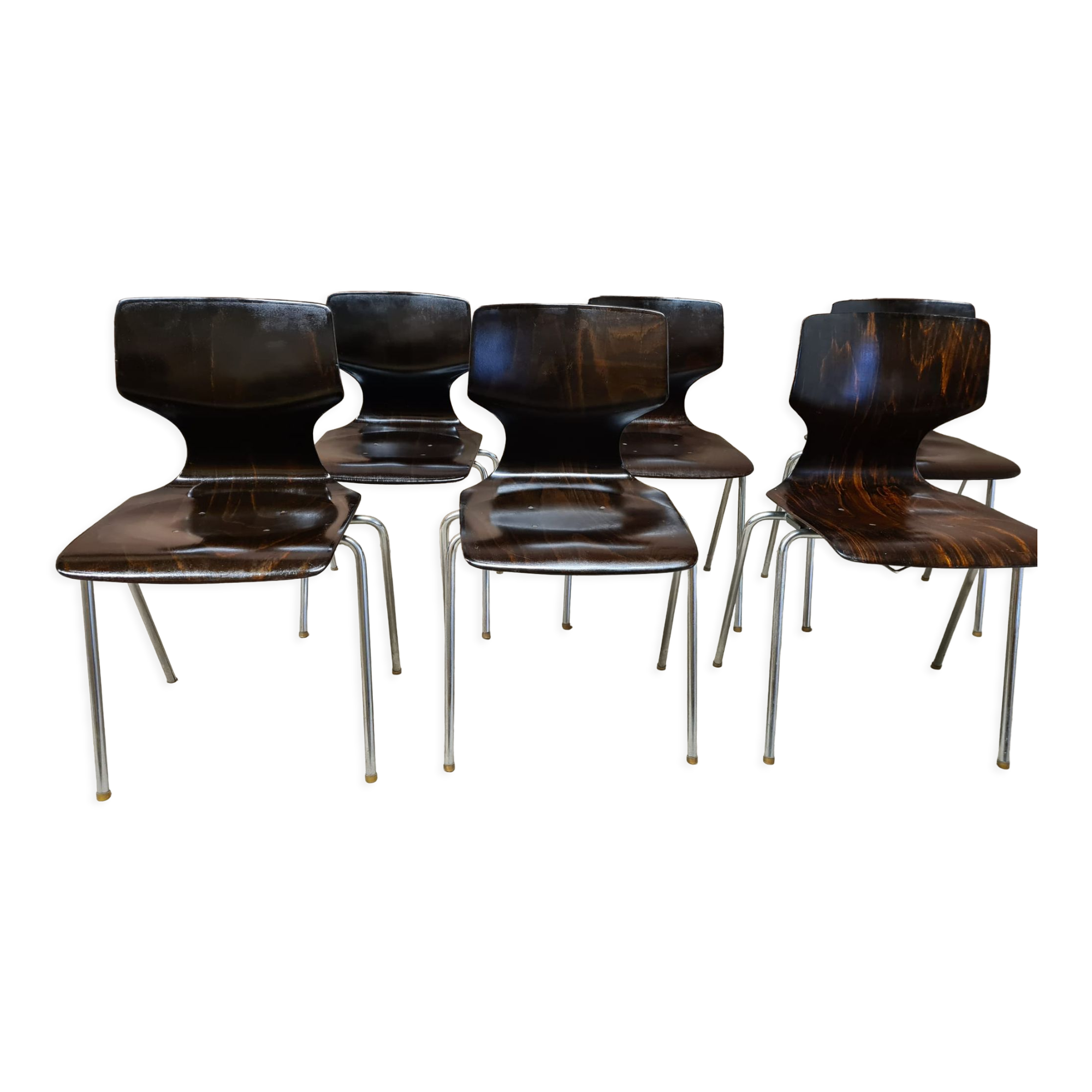 Set of 6 vintage stackable chairs pagwood Flötotto