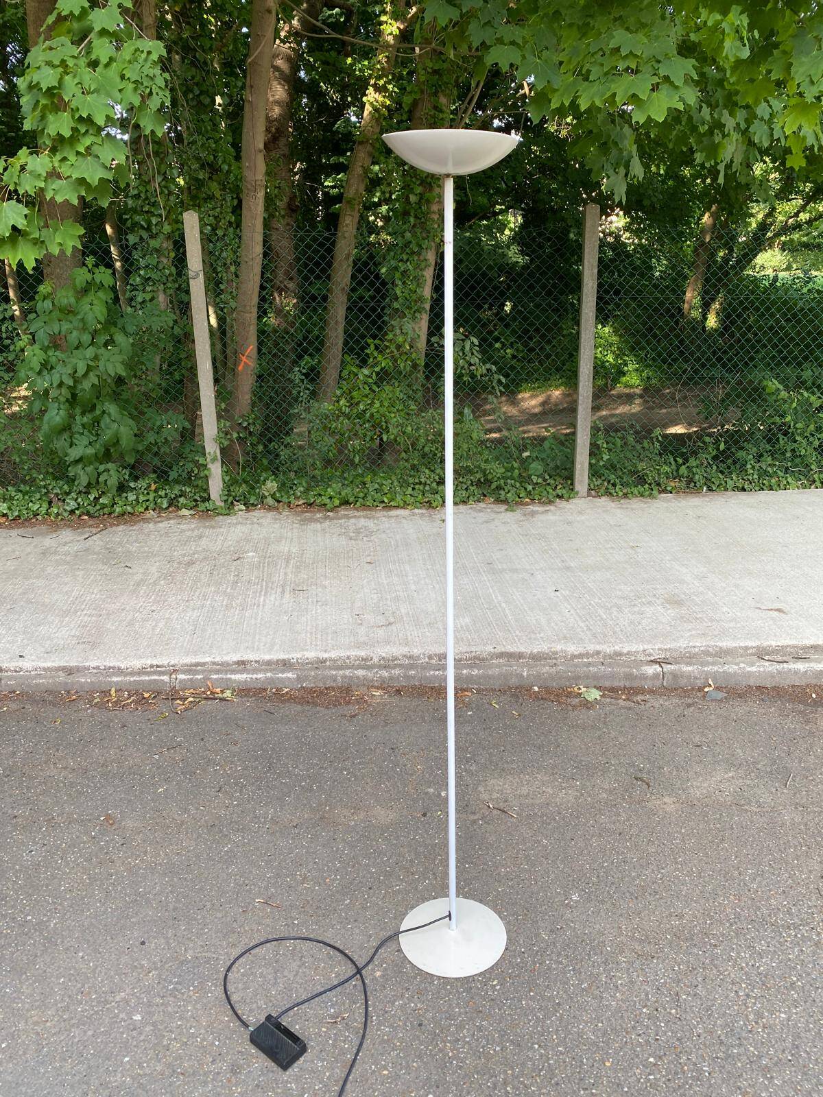 Vintage Italian white floor lamp with round dome