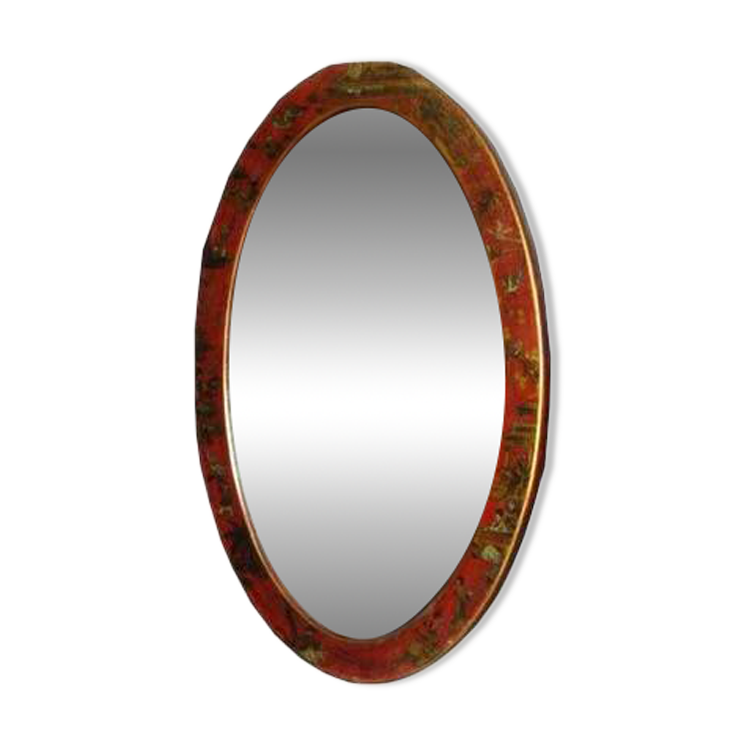 Miroir chinois oval façon cuir