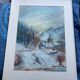 Pastel "chapel under the snow" signed