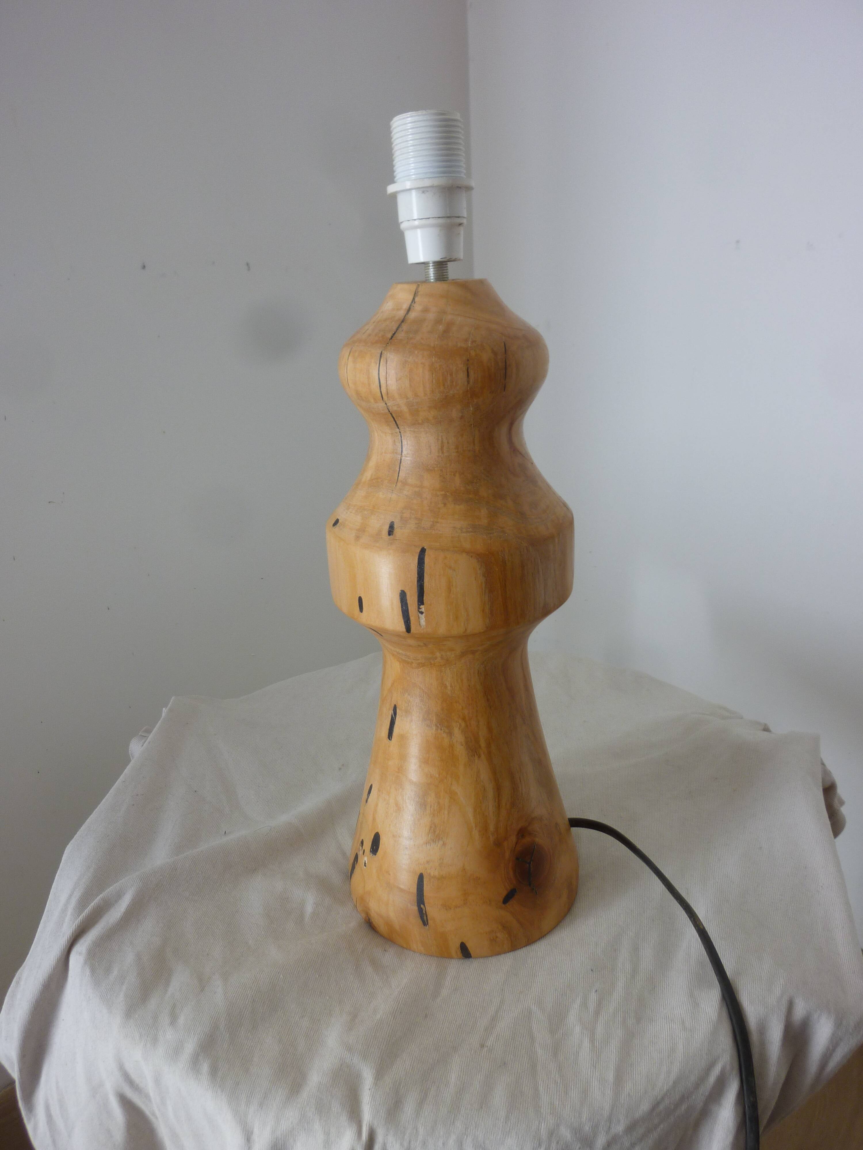 turned wood lamp