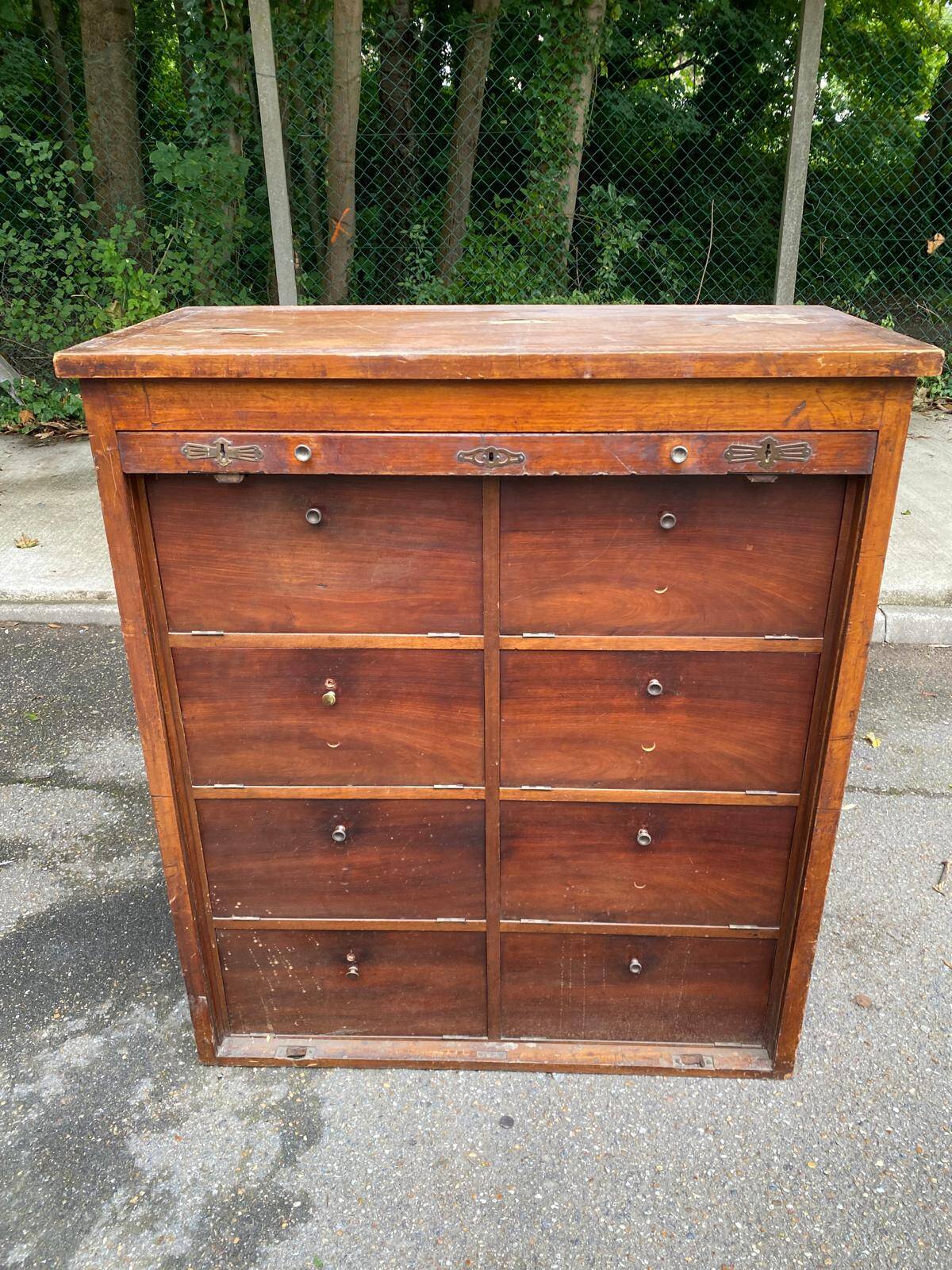 19th century oak notary's folder with curtain