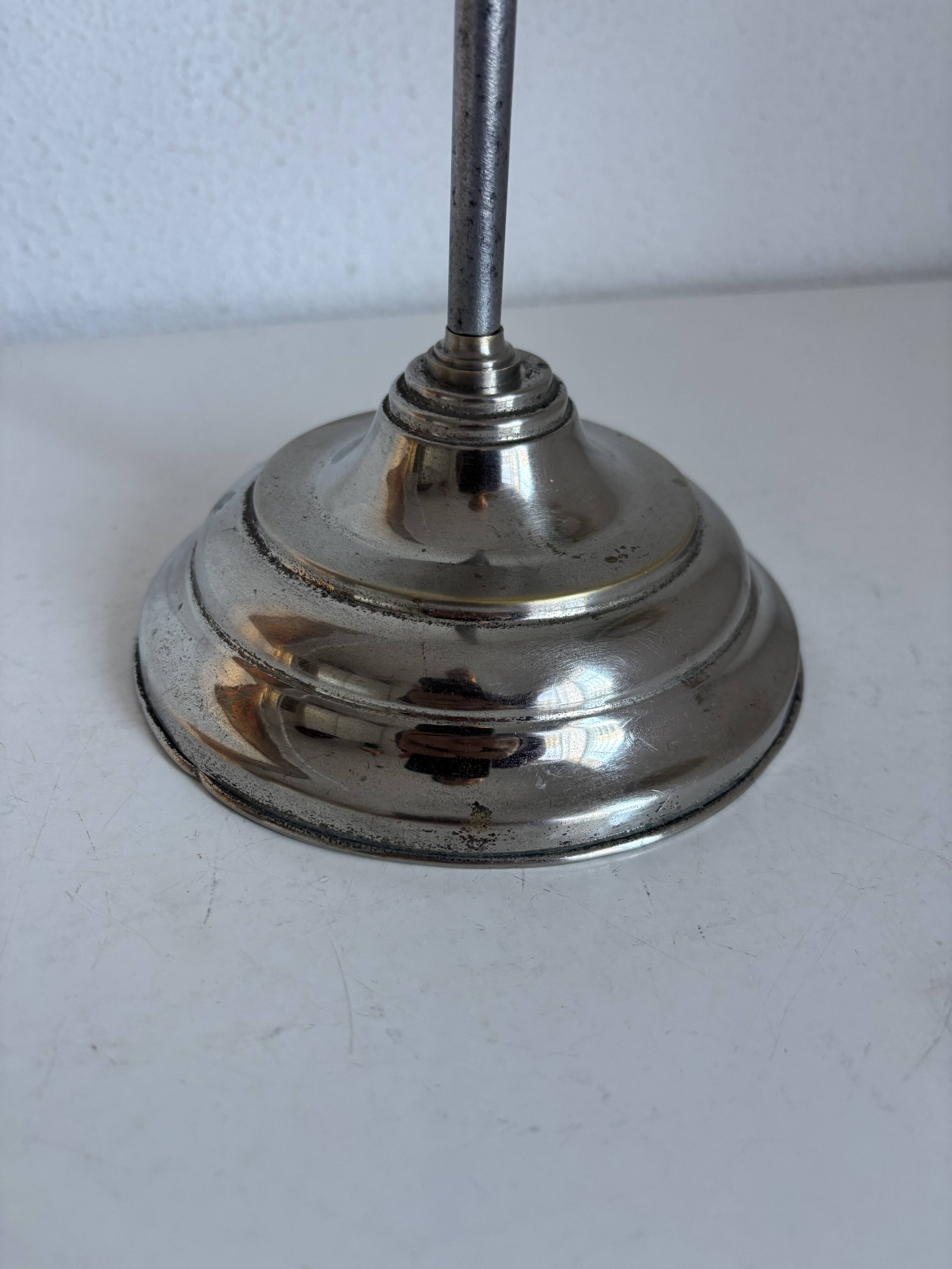Vintage lamp 1920 Monix nickel-plated metal sage green sheet - 50 cm